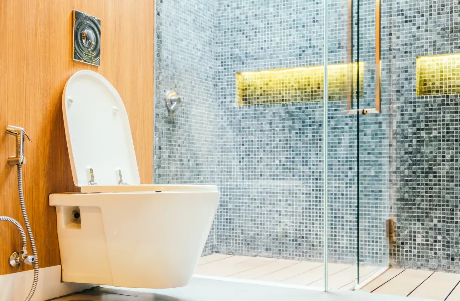 Bathroom remodel with mosaic tile shower and glass enclosure highlighting kitchen and bath remodel cost in Conejo Valley